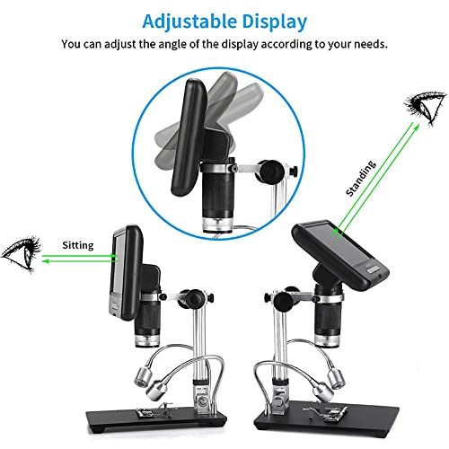 Microscope numérique 7 pouces LCD 100x avec télécommande filaire et éclairage LED réglable