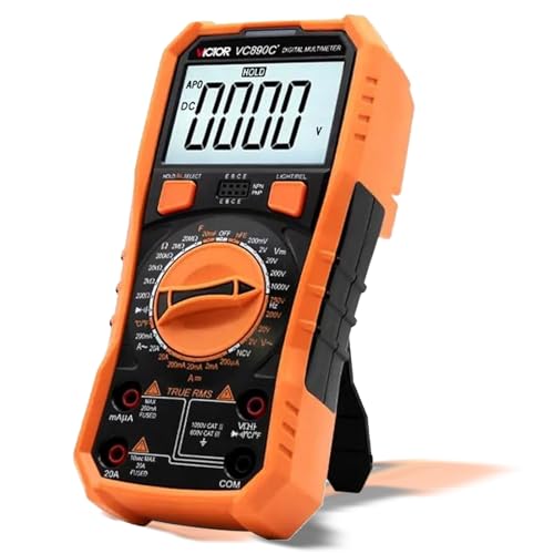 Image of Victor VC890C+ Digital Multimeter Tester, 1999 Counts, Measures DC /AC Voltage & Current Resistance Capacitance Frequency Diode Continuity Testing with Auto Power Off (Victor VC890C+)