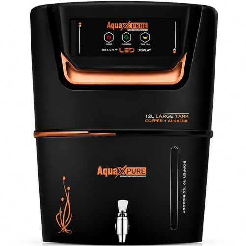 Image of Aqua X PureSMART RO Water Purifier for Home | RO+UV+UF Technology | Copper Zinc Alkaline Boost | 12L Tank | 20 LPH Purification | High TDS | 1 Year Warranty(Black Finish*).