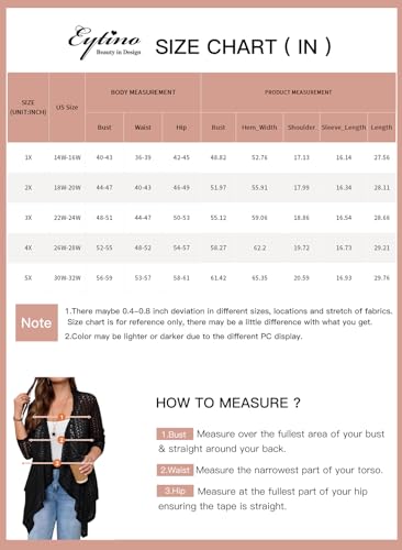 Image of Eytino Plus Size Cardigan for Women Lightweight Half Sleeve Summer Loose Kimono Cardigan Beach Cover Ups(1X-5X)