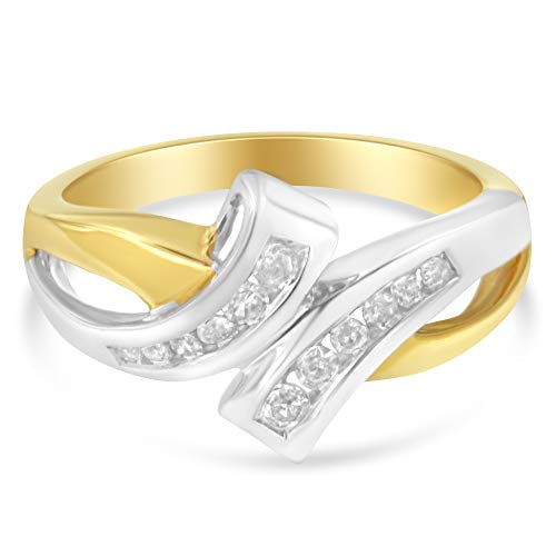 Original Classics 14K Two Toned Gold Bypass Twist Diamond Ring Band (1/4 cttw, I-J Color, I2-I3 Clarity)