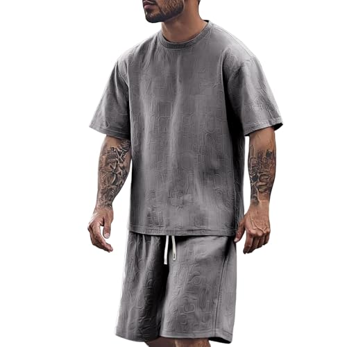Ensemble de sport en soie glacée homme avec imprimé moderne gris