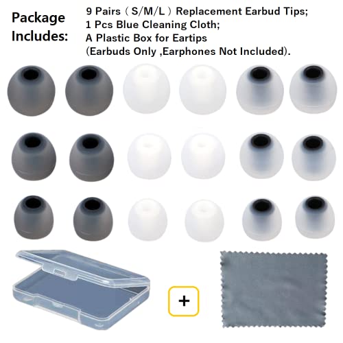 Image of Replacement Earbud Tips Earbud Covers Silicone Tips Ear Gels Fit for Inner Hole from 3.8mm - 5.1mm Earphones 9 Pairs S /M /L