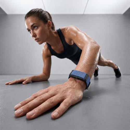 Image of pTron Reflect ACE Smart Fitness Band w / 45 Days Battery Life, 112 Sports Modes, Heart Rate, SpO2, Stress, Sleep Tracking, HRV, Smart Notifications, 1-Key Measurement, Nylon & Silicon Straps (Blue)