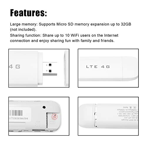 Festnight USB portátil Memory Stick WiFi Modem Car Hotspot 4g Router LTE Slot para cartão SIM Antena