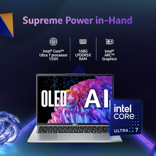 Acer Swift Go 14 Built-in AI PC Premium Laptop Intel Core Ultra 7 155H (14-inch OLED WQXGA+/16GB LPDDR5X/1TB SSD/Intel Arc Graphics/1440p Camera... - Image 4