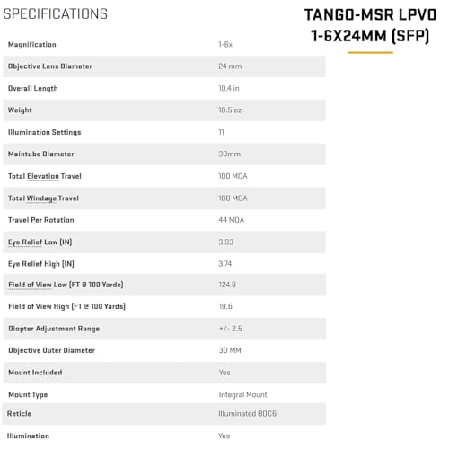 Image of SIG SAUER Tango-MSR LPVO 1-6x24mm Waterproof Fogproof Hunting Riflescope