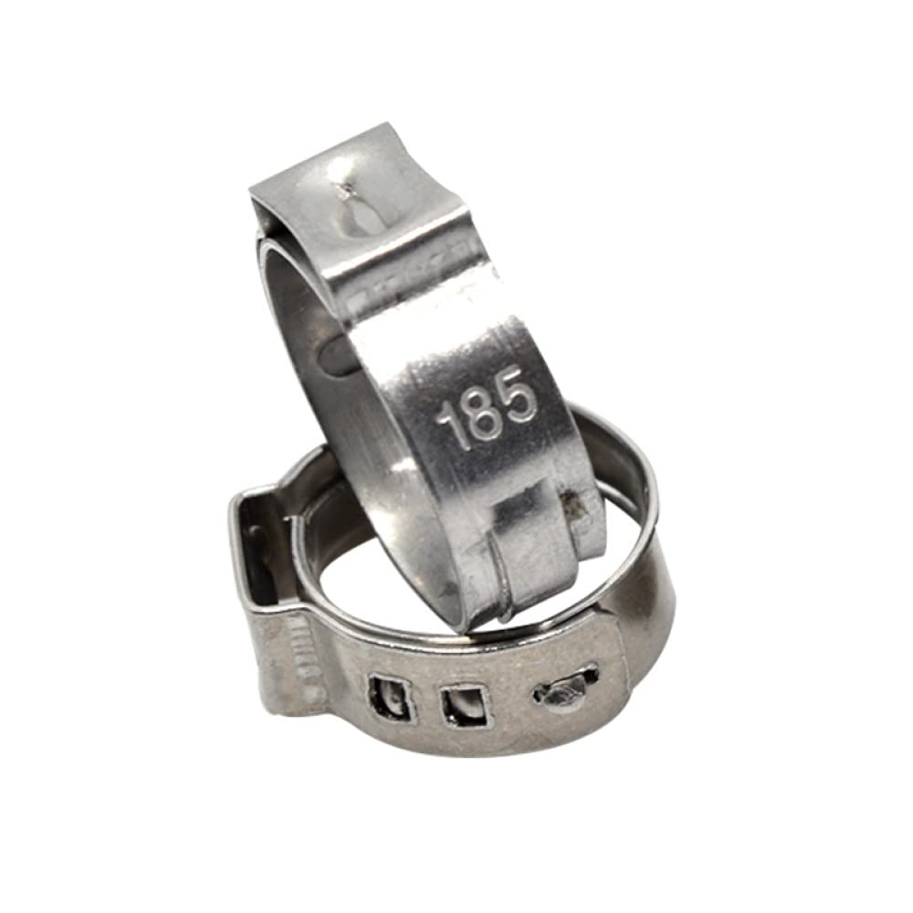 10,8–13,3 mm Quetschklemmen, stufenlos, einzelnes Ohr, dicht schließend, vibrationsfest, für feste Schläuche und Rohre, 304 Edelstahl, Packung 100, 10,8, 13,3 mm