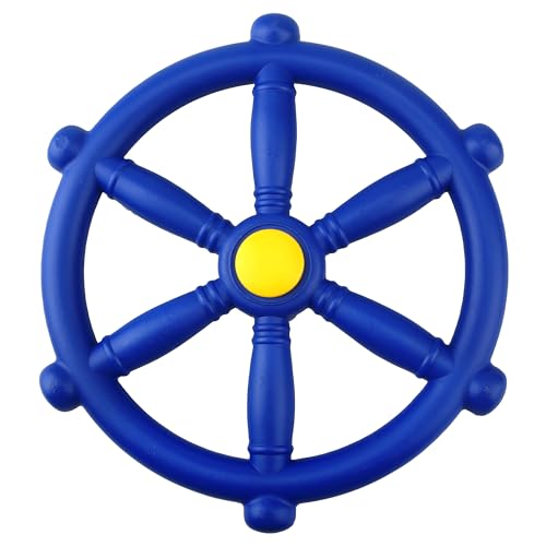 Restroma Playground Steering Wheel Plastic Pirate Ship Wheel Playground Swingset Steering Wheel Playset Accessories for Kids Outdoor Backyard Playhouse Treehouse (1, Blue)