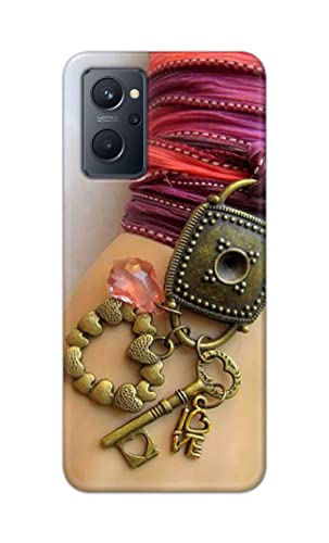 Image of Girl Hand with Keychain Hard Back Case Cover for Realme 9i Back Cover -(J5) VNS2228
