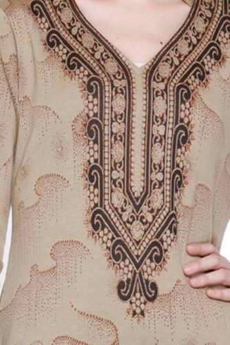 Image of REBECCA Women's Winter Woolen Kurti Jacquard Straight Fit Ethnic Wear with 2 Side Pockets