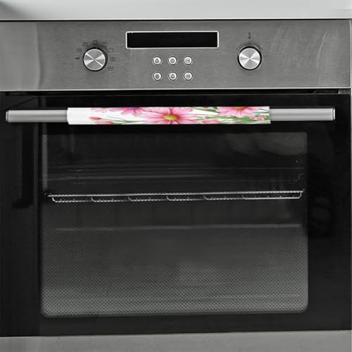 Image of Pardick Spring Pink Flower Refrigerator Door Handle Covers Set of 2 Spring Pink Flower Washable Fridge Dishwasher Mocrowave Oven Door Decor Protector Handle Cover Kitchen Appliance Decorative