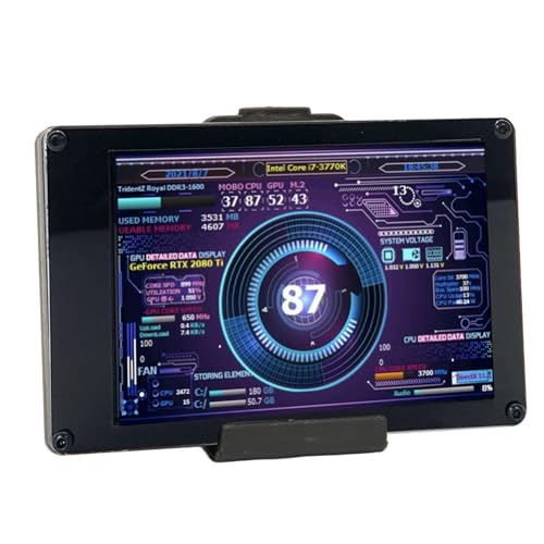 Image of 3.5in Computer Temp Monitor, 360 Rotatable CPU Hardware Temperature Monitor Display with Customized Layout, USB Cable Connect, PC Sensor Panel, USB Mini Screen for RasPi, Linux, Windows