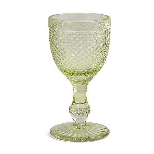 Image of Pure Home and Living Set of 6 Green Dotted Wine Glasses