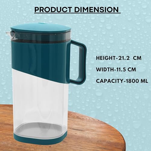 Image of Signamio 1800 ML Water Jug - Elegant Jug for Water and Juice Serving, Ideal Water Jugs for Dining Table - 1800 ML Capacity, Durable and Stylish Design for Home and Office Use-Green