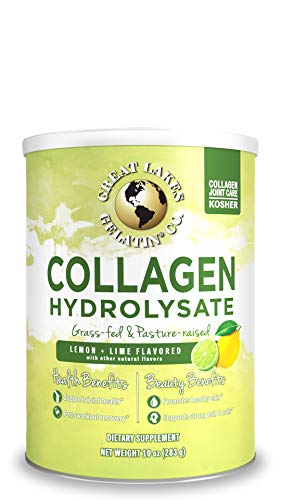 Great Lakes Gelatin, Collagen Hydrolysate, Lemon + Lime Flavored Beef Protein, Kosher, 10 Oz Can