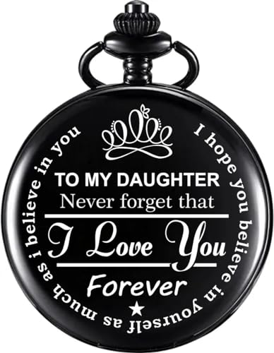 Image of Vintage Gandhi Style Pocket Watch with Engraved Designs & Messages Royal Black Analog for Men Women & Kids Includes Key Ring for car or Bike Keys Ideal Gift