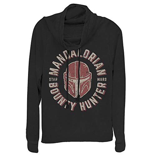 Tricot Star Wars Mandalorian haut féminin à col drapé et manches longues noir