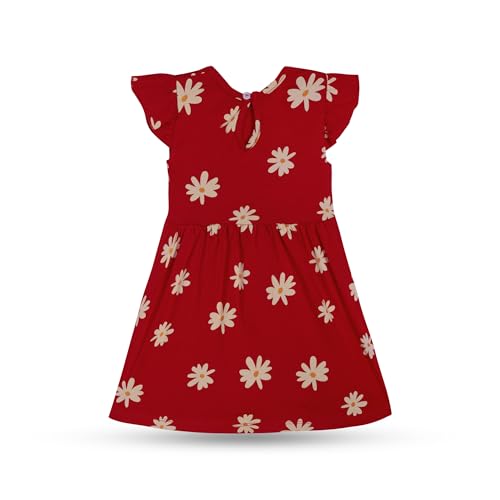 Image of T2F Baby Girls' Printed A-Line Dress | 100% Cotton | Soft Fabric|Knee-Length | 3-24 Months