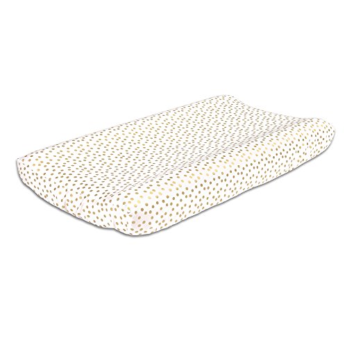 White Baby Changing Pad Cover with Gold Confetti Dots by The Peanut Shell