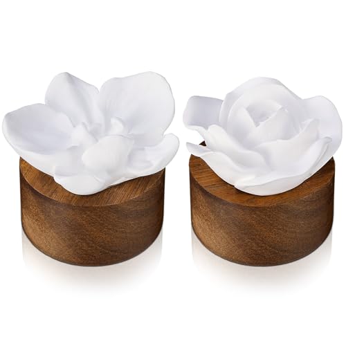 Acellegic 2 Pcs Ceramic Rose Diffuser Flower Passive Essential Oil Diffuser Flower Ceramic Aromatherapy Non Electric Battery for Home Office Tabletops Bathroom Decorative Birthday Ideal Gifts