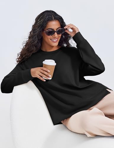 PINSPARK Soft Crewneck Sweatshirt for Women Long Sleeve Lightweight Pullover Yoga Casual Sweatshirts Fall Fashion 20254