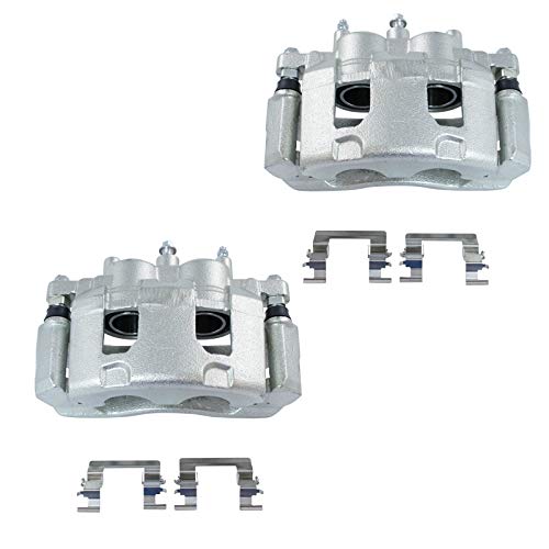 Image of TRQ Front Brake Caliper Set Zinc Coated Brackets Hardware Compatible with 2006-2011 Buick Lucerne 2006-2013 Chevrolet Impala 2006-2007 Monte Carlo