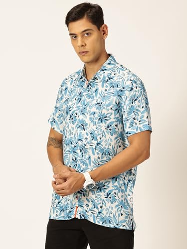 Image of Thomas Scott Men's | Printed | Half Sleeve | Regular Fit | Cotton Rayon | Spread Collar | Casual Shirt