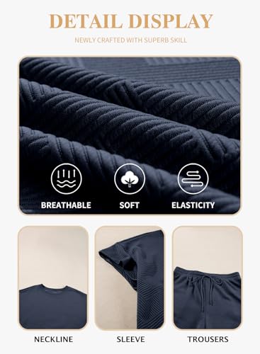 Image of Eytino Women Plus Size 2 Piece Outfits Sweatsuit Short Sleeve Pullover Tops and Drawstring Shorts Pants(1X-5X)