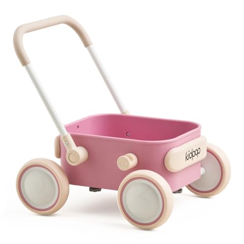 Image of PULA Baby Push Walker with Wheels Toddler Wagon for First Learner Baby Toys 6-12 Months, 1 Year Old Birthday Gifts, Indoors and Outdoors (Pink)