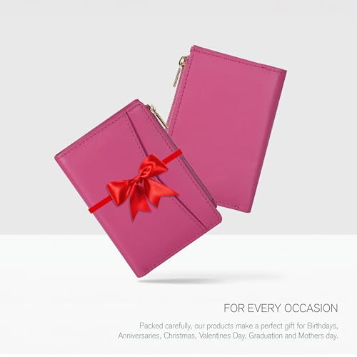 Image of Oak Leathers Leather Wallet For Women - Small RFID Coin Purse Credit Card & ID Holder for Ladies, Gift for Women's, Bifold Wallets (Nappa Pink)