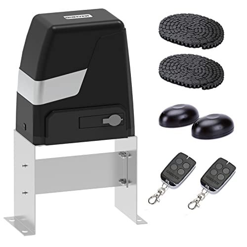 GATEXPERT GT1000DC Automatic Sliding Gate Opener Kit with Remote Transmitters and 20ft Chain, DC Motor for The Gate up to 2200 pounds and 40 feet