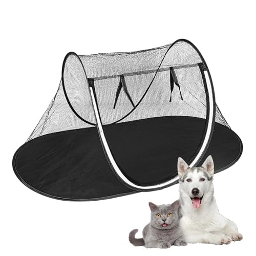 猫メッシュテント - 軽量のペットプレイペン、旅行に優しいペットシェルター|プレイハウスの外の猫、キャンプ用の犬のフェンス、犬のプレイペン猫用の小さなペットのテント、簡単な集会のペットプレイハウス