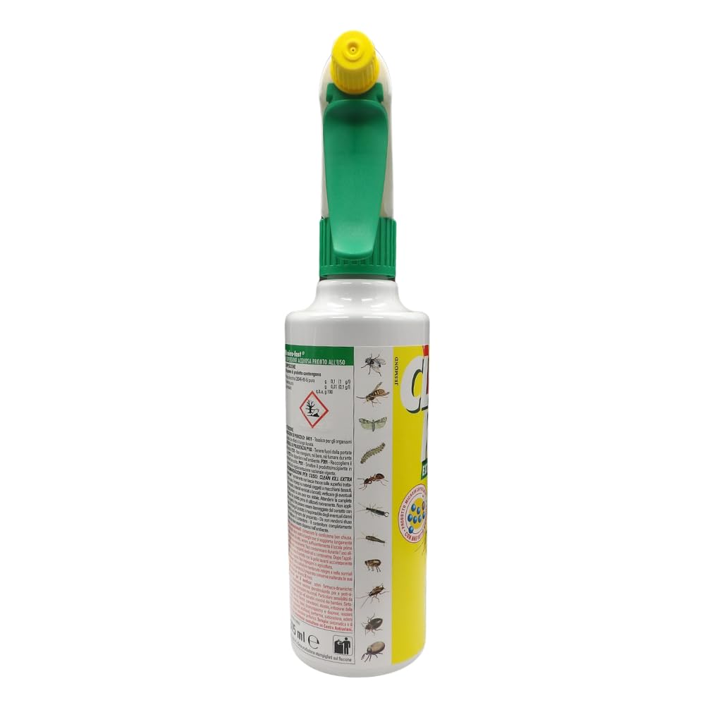 CLEAN KILL Insetticida Ecologico Biokill Spray Extra Micro Fast No Gas a Base Acquosa, Ideale per Blatte, Cimici, Tarli, Zanzare, e Altri Insetti, Uso Interno ed Esterno, Flacone da 375ml (4 Unità)