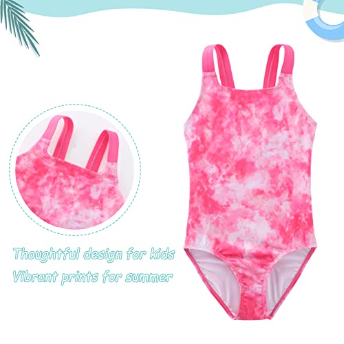 Image of Girls One Piece Swimsuits Tie Dye Bathing Suit Hawaiian Summer Swimwear for Girls 3-16 Years