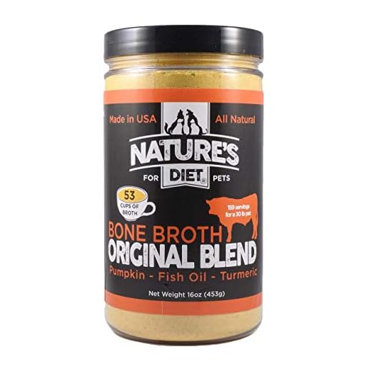Nature's Diet Pet Bone Broth Protein Powder with Pumpkin, Fish Oil and Turmeric (Beef, 16 oz = 159 Servings)