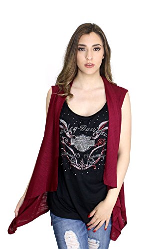 Harley-Davidson Womens Shaded B&S 2-Fer Cardigan Red Sleeveless (3X)