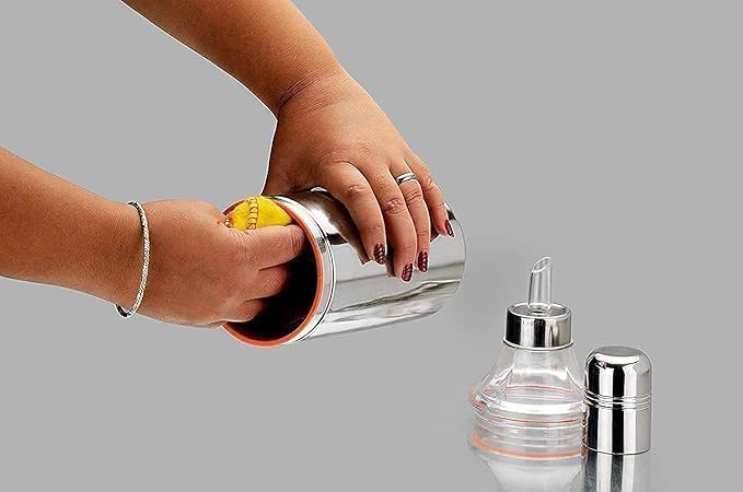 Image of Stainless Steel Oil Dispenser with Nozzle 1 Litre (1000 ml) Pack of 2