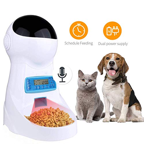 Sailnovo EU Comederos automáticos de Mascotas para Perros y Gatos 4L de 4 Comidas Diarias Dispensador Automático con Grabación de Voz