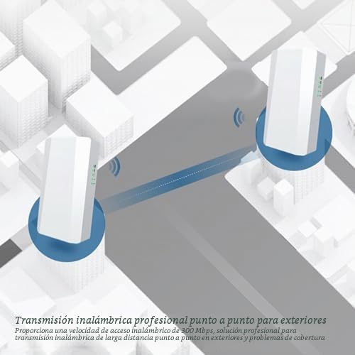 Puente WiFi, Puente Inalámbrico 2,4G 300Mbps, Kit WiFi CPE para Exteriores Acceso de Largo Alcance Punto a Punto de 500 M Puente de Internet con Antena de Alta Ganancia de