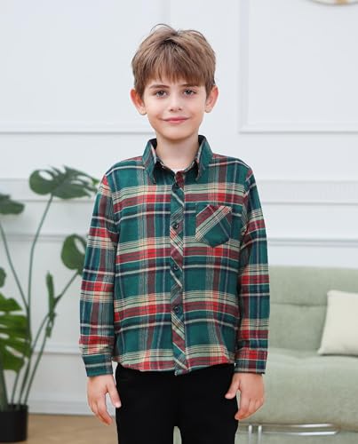 Image of Betusline Boy and Men Button Down Plaid Shirt