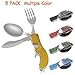 5 Pack Camping Utensils, 4-in-1 Portable Stainless Steel Cutlery with Fork, Spoon, Knife, and Bottle Opener - Lightweight, Detachable, and Durable Camping Silverware for Outdoor Events and Adventures