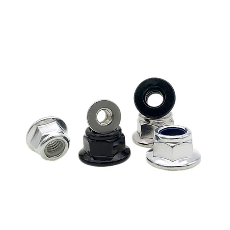 2/10X M3 M4 M5 M6 M8 M10 M12 Black Carbon 304 A2-70 Stainless Steel Hex Flange Nylon Insert Lock Nut Self-Locking Nylock Locknut ICXLPMC(Black Carbon Steel,M4 10pcs)