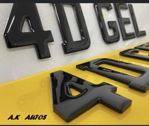 Pair Of Road Legal Front & Rear 4D GEL Laser Cut 3D Gel Top Number Plates, GLOSS BLACK