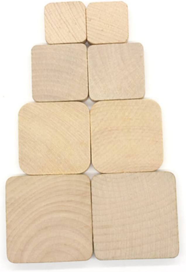 DIY Wooden Stamp Base Set, 10 Pieces, 6x6x1.2 CM Square Blocks