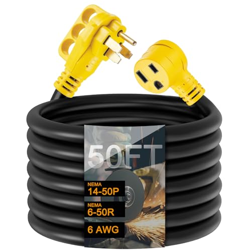 Image of Suplevel 50ft 50 Amp Welder Adapter Cord NEMA 14-50P to 6-50R, STW 6 AWG/3C