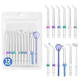 Oralphi 12PCS for Waterpik Replacement Heads, Replacement Picks Water Flosser Replacement Tips for Water Pik(6 Classic Jet Tips + Other 6 Different Tips)