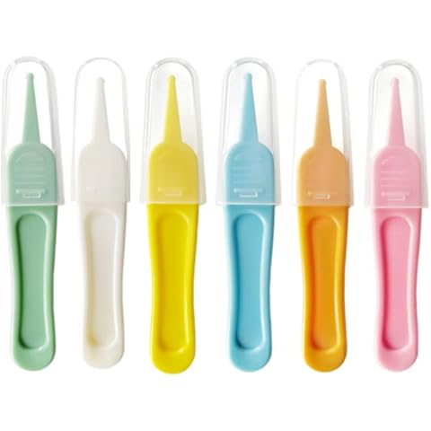 Duehut HLLMX 6 PCS Infant Nose Cleaning Tweezer with Plastic Round-Head Baby Ear Nose Navel Cleaner Clip for Baby Care Cover