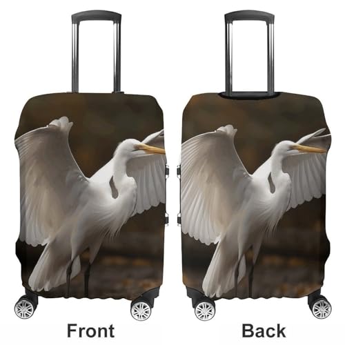 Egret Spreads Its Wings Luggage Cover, Washable Elastic Suitcase Cover Protector Fit 18-32 Inch Luggage3