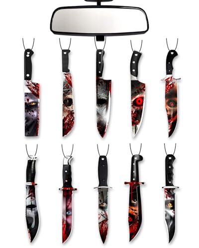 10PCS Car Air Freshener Horror Accessories - Blk Ice Scent Scary Movie Merchandise Inspired Hanging Dcor Unique Spooky Gifts for Men & Women